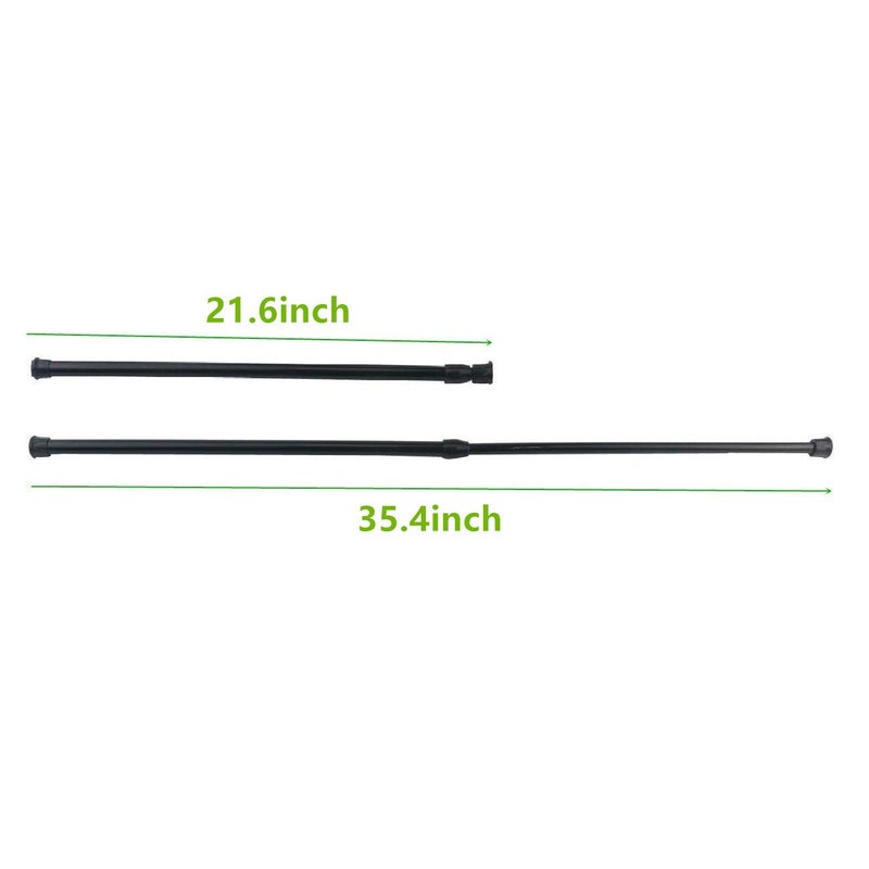 qinnsou Tension Rods, 21.6-35.4 Inch Adjustable Spring Steel Cupboard Bars 4 Pack Tension Curtain Rod Shower Rod Extendable Width (Black) - Image 2